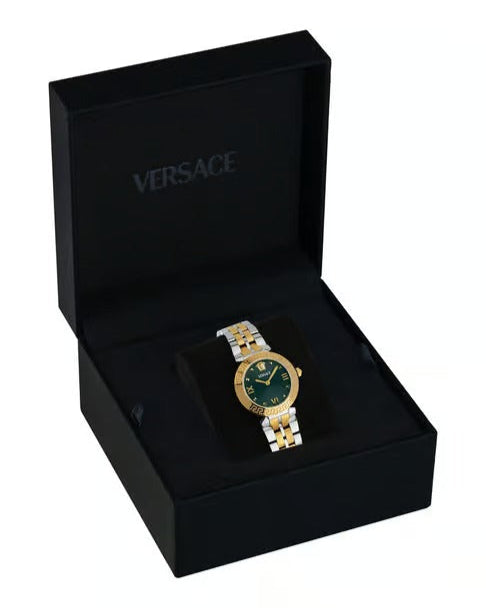 Versace Daphnis Quartz Green Dial Two Tone Steel Strap Watch for Women - VEOCA0424