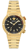 Versace Greca Logo Quartz Black Dial Gold Steel Strap Watch for Men - VE8G00624