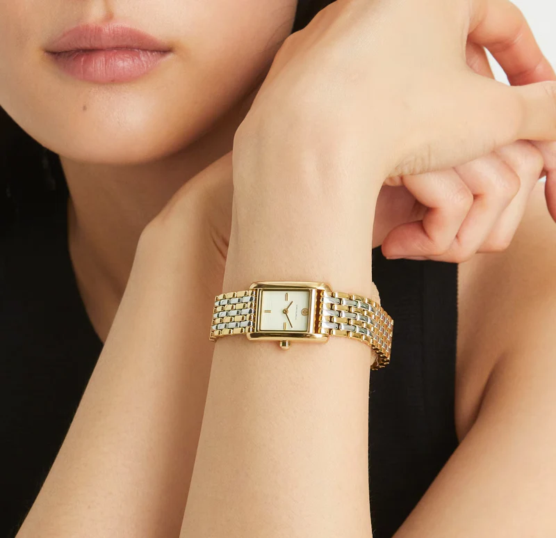 Tory Burch Eleanor White Dial Two Tone Steel Strap Watch for Women - TBW1070