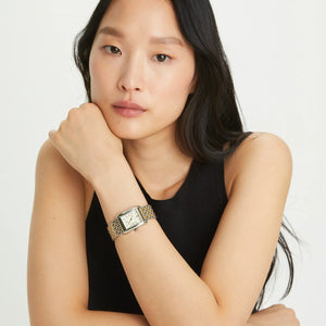 Tory Burch Eleanor White Dial Two Tone Steel Strap Watch for Women - TBW1070