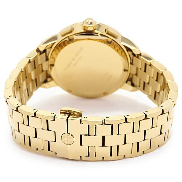 Tory Burch Classic Chronograph White Dial Gold Steel Strap Watch for Women - TBW1032