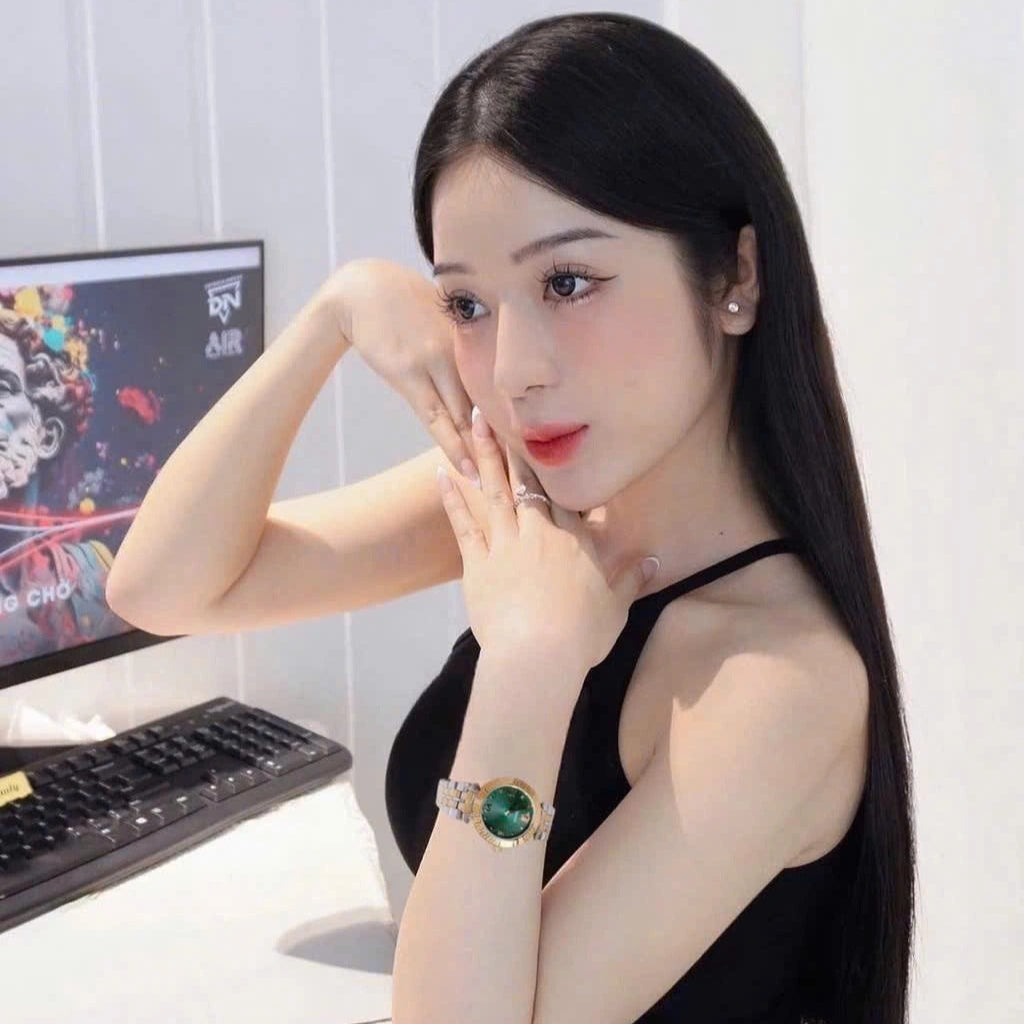 Versace Daphnis Quartz Green Dial Two Tone Steel Strap Watch for Women - VEOCA0424