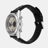 Emporio Armani Racer Chronograph Silver Dial Black Leather Strap Watch for Men - AR11677