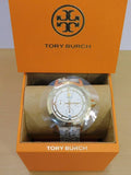 Tory Burch The Tory Chronograph White Dial Maroon Jacquard Strap Watch for Women - TBW1050