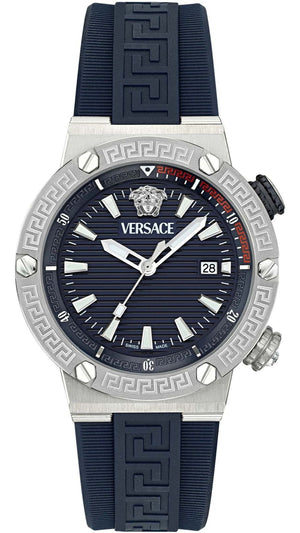 Versace Greca Diver Quartz Blue Dial Blue Rubber Strap Watch for Men - VE8G00124