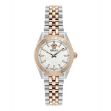 Versace V-Code Analog White Dial Two Tone Steel Strap Watch for Women - VE8I00624