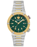 Versace Greca Logo Diver Quartz Green Dial Two Tone Steel Strap Watch for Men - VE8G00524
