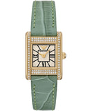 Emporio Armani Classic White Dial Green Leather Strap Watch for Women - AR11661