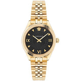 Versace Hellenyium Quartz Black Dial Gold Steel Strap Watch for Women - VE2S00622