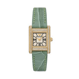 Emporio Armani Classic White Dial Green Leather Strap Watch for Women - AR11661