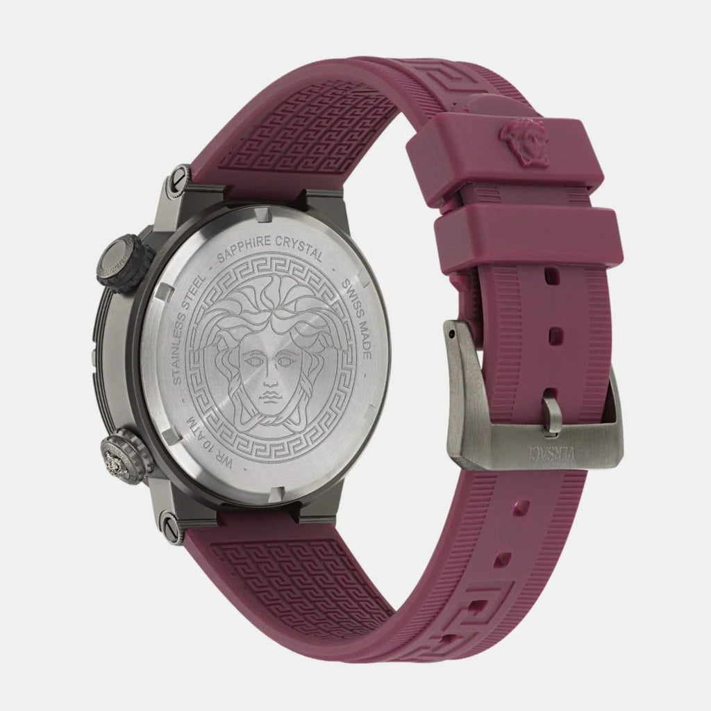 Versace Greca Logo Diver Quartz Black Dial Purple Rubber Strap Watch for Men - VE8G00224