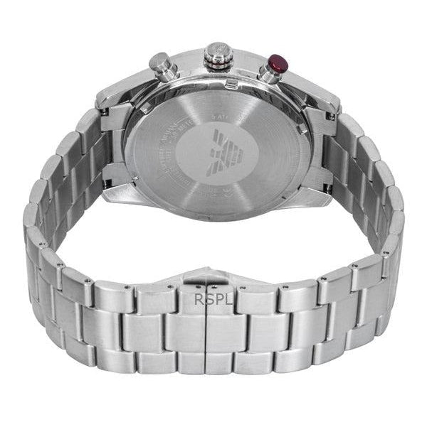 Emporio Armani Racer Chronograph White Dial Silver Steel Strap Watch for Men - AR11645