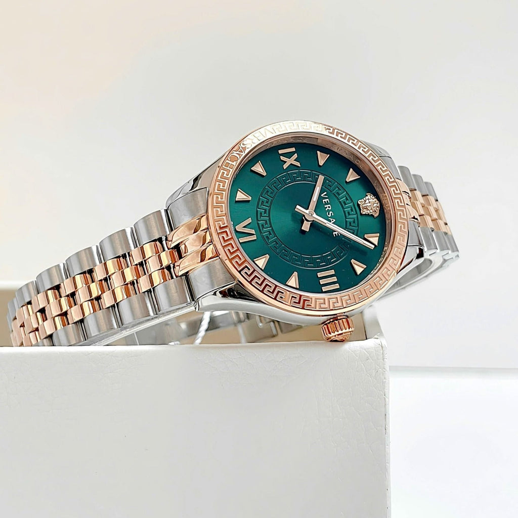 Versace Hellenyium Quartz Green Dial Two Tone Steel Strap Watch for Women - VE2S00422