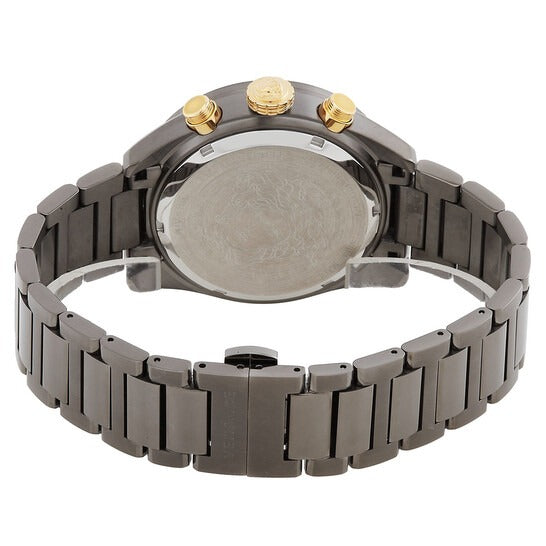 Versace Greca Dome Chronograph Black Dial Grey Steel Strap Watch for Men - VE6K00623
