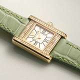 Emporio Armani Classic White Dial Green Leather Strap Watch for Women - AR11661