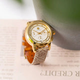 Tory Burch The Tory Chronograph White Dial Maroon Jacquard Strap Watch for Women - TBW1050