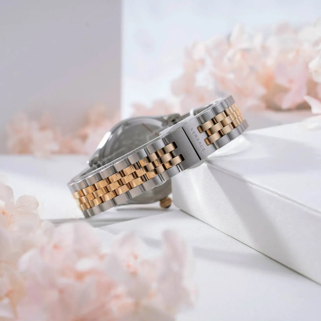 Versace Hellenyium Quartz Green Dial Two Tone Steel Strap Watch for Women - VE2S00422