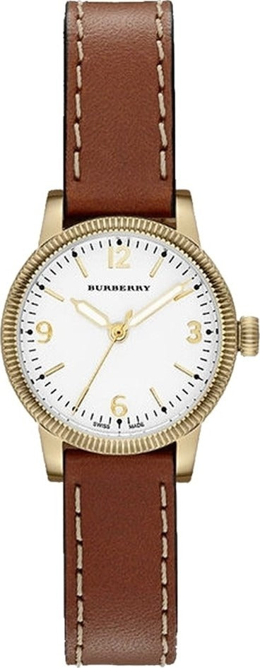 Burberry The Utilitarian White Dial Brown Leather Strap Watch for Women - BU7865