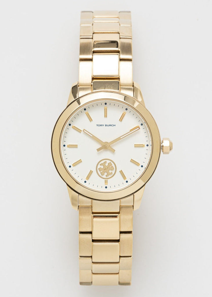 Tory Burch Collins White Dial Gold Steel Strap Watch for Women - TBW1300