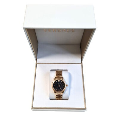 Versace Hellenyium Quartz Black Dial Gold Steel Strap Watch for Women - VE2S00622