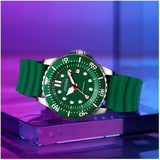 Citizen Mechanical Automatic Green Dial Green Rubber Strap Watch for Men - NJ0129-10X