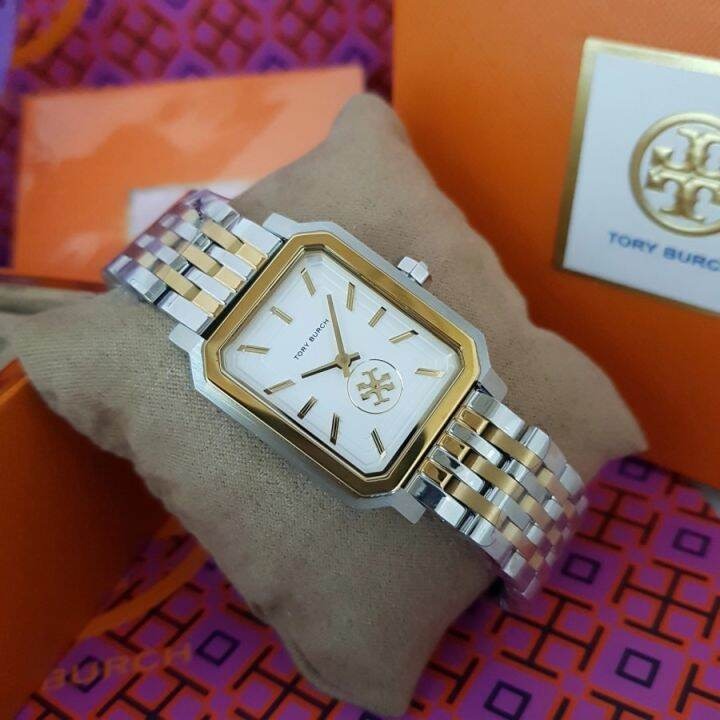 Tory Burch Robinson White Dial Two Tone Steel Strap Watch for Women - TBW1501