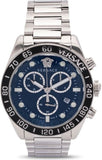 Versace Greca Dome Chronograph Blue Dial Silver Steel Strap Watch for Men - VE6K00323
