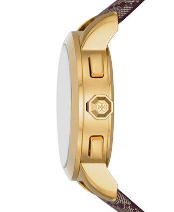 Tory Burch The Tory Chronograph White Dial Maroon Jacquard Strap Watch for Women - TBW1051
