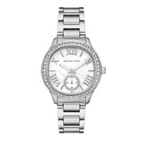 Michael Kors Sage Three-Hand White Dial Silver Steel Strap Watch for Women - MK4807