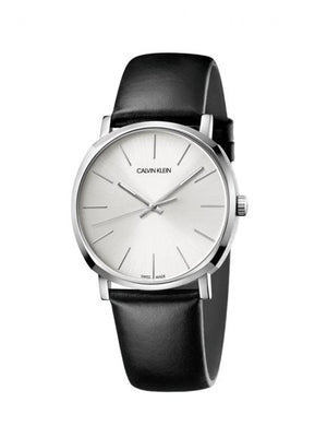 Calvin Klein Posh Silver Dial Black Leather Strap Watch for Men - K8Q311C6