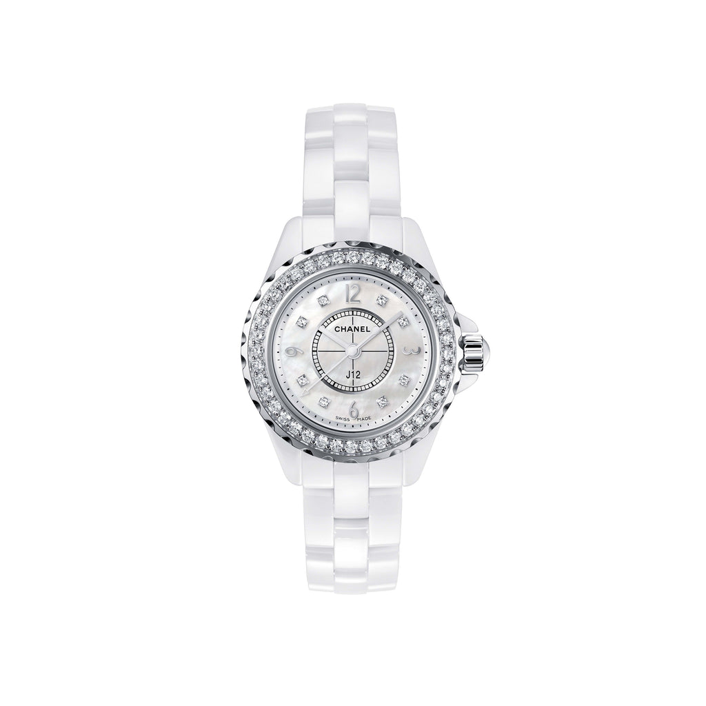 Chanel J12 Quartz Diamonds White Dial White Steel Strap Watch for Women - J12 H6418