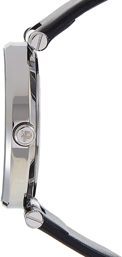 Calvin Klein Sight Silver Dial Black Leather Strap Watch for Men - K1S21120