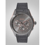 Hugo Boss Onyx Grey Dial Black Leather Strap Watch for Men - 1513366