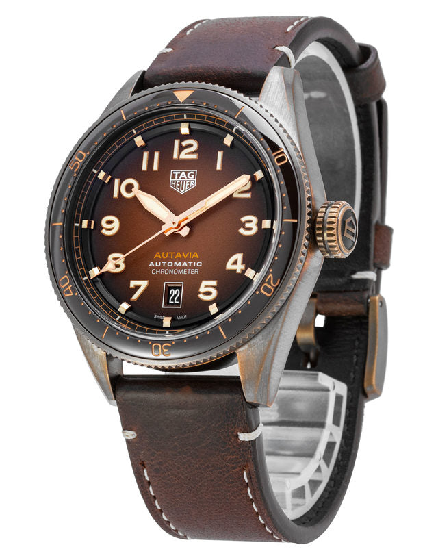 Tag Heuer Autavia Brown Dial Brown Leather Strap Watch for Men - WBE5191.FC8276