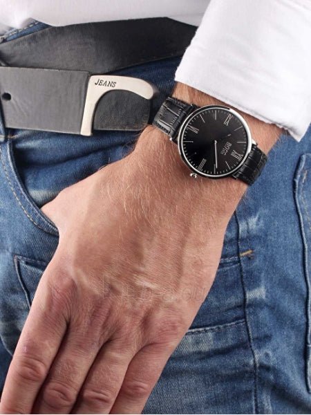 Hugo Boss Jackson Black Dial Black Leather Strap Watch for Men - 1513369