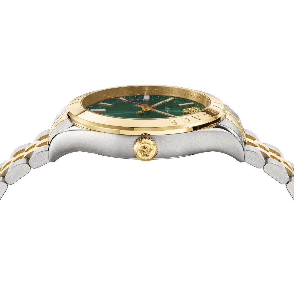 Versace Hellenium Green Dial Two Tone Steel Strap Watch for Men - VEVK00620
