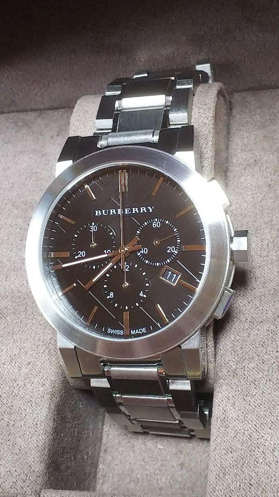 Burberry The City Black Dial Silver Steel Strap Watch for Men - BU9351