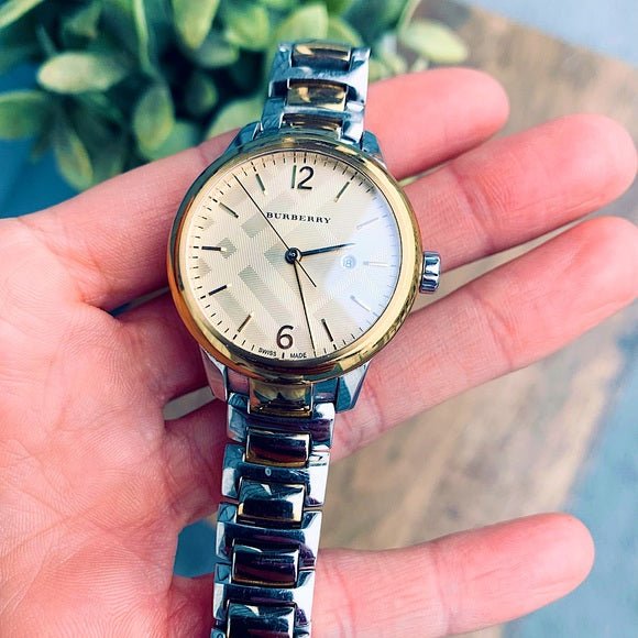 Burberry The Classic Champagne Gold Dial Two Tone Steel Strap Watch for Women - BU10118