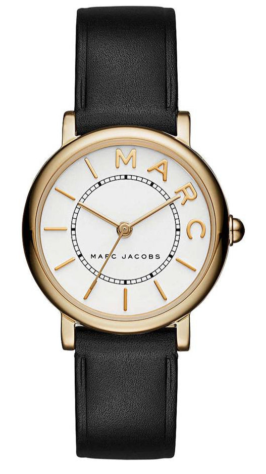 Marc Jacobs Roxy White Dial Black Leather Strap Watch for Women - MJ1537