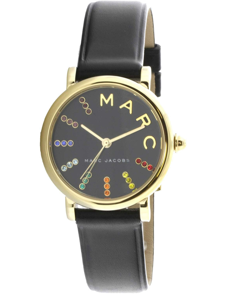Marc Jacobs Roxy Black Dial Black Leather Strap Watch for Women - MJ1592