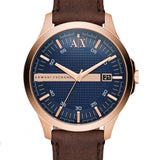 Armani Exchange Hampton Chronograph Blue Dial Brown Leather Strap Watch For Men - AX2172