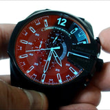 Diesel Mega Chief Chronograph Black Dial Black Leather Strap Watch For Men - DZ4323