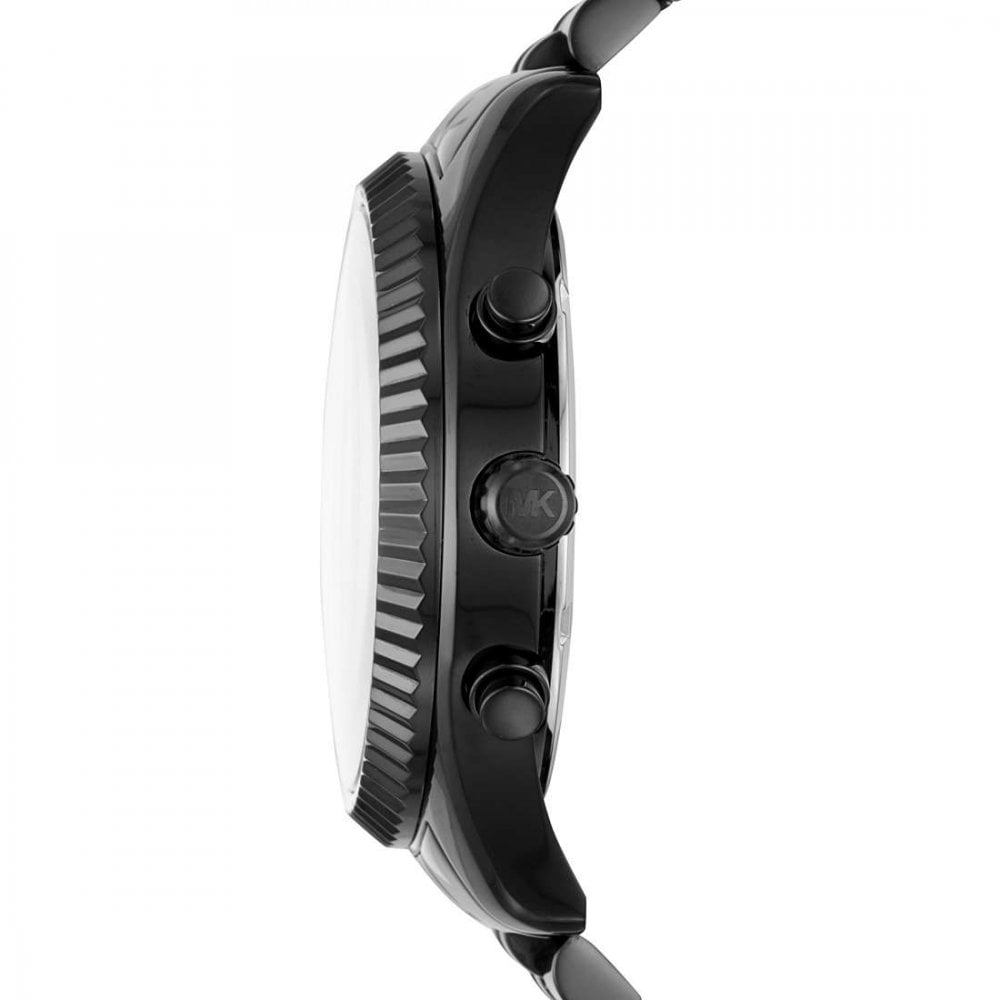 Michael Kors Lexington Chronograph Crystals Silver Dial Black Steel Strap Watch for Men - MK8605