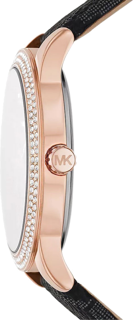 Michael Kors Tibby Multifunction Black Dial Black Leather Strap Watch For Women - MK6968