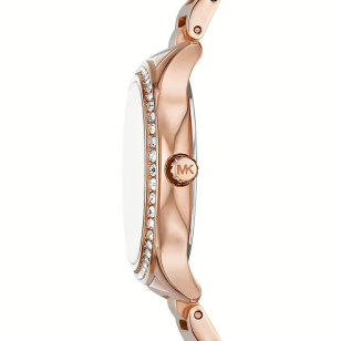 Michael Kors Sage Three-Hand Mother of Pearl White Dial Rose Gold Steel Strap Watch for Women - MK4806