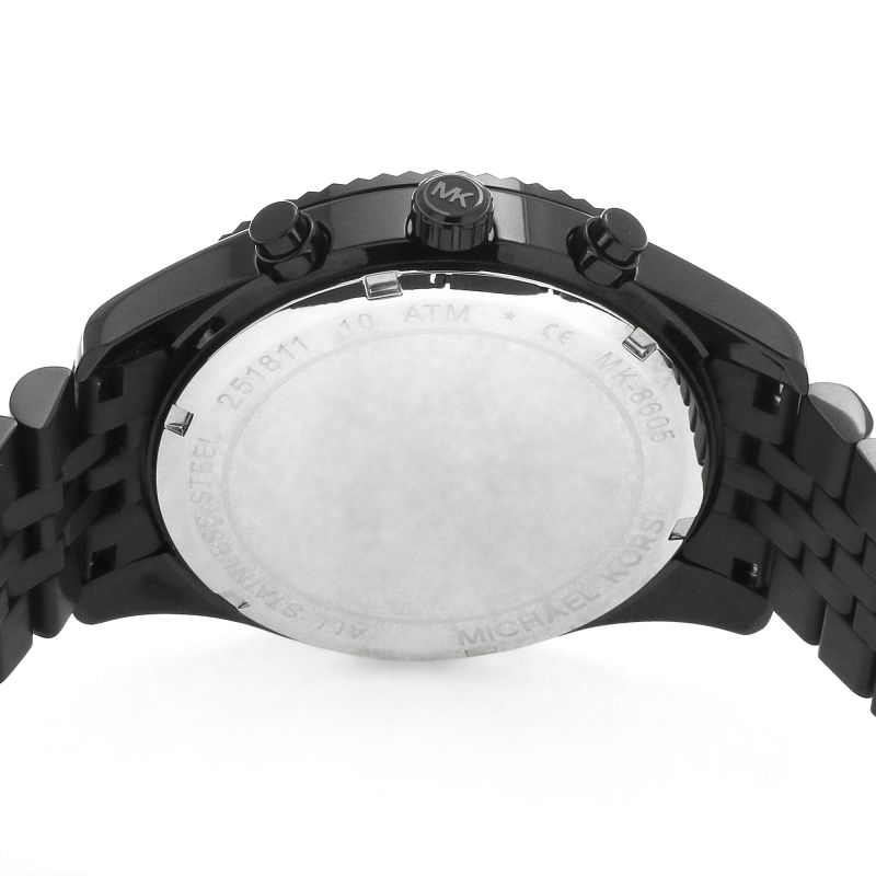 Michael Kors Lexington Chronograph Crystals Silver Dial Black Steel Strap Watch for Men - MK8605