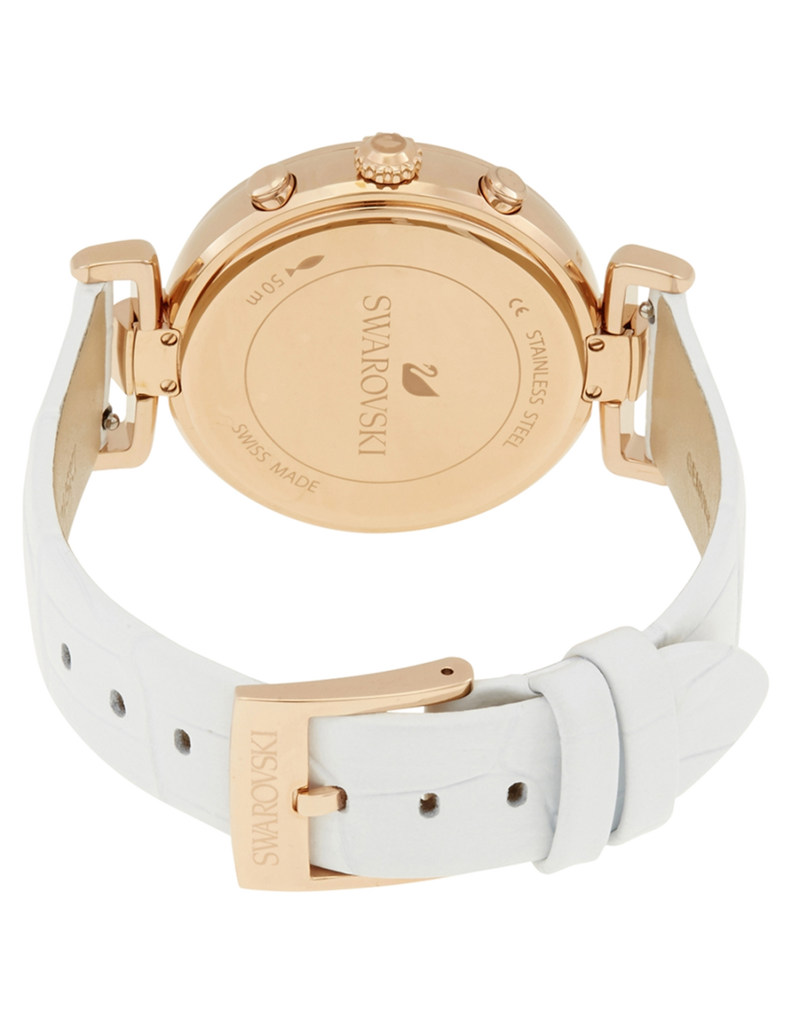 Swarovski Era Journey Silver Dial White Leather Strap Watch for Women - 5295369