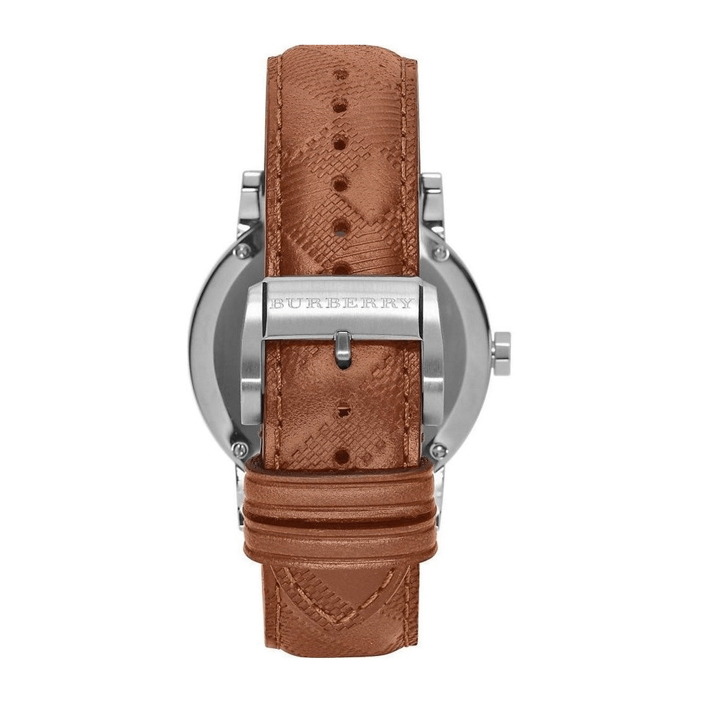 Burberry The City Silver Dial Brown Leather Strap Watch for Men - BU9904