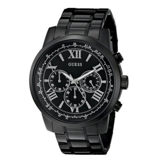Guess Horizon Chronograph Black Dial Black Steel Strap Watch For Men - W0379G2