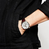 Hugo Boss Ikon White Dial Brown Leather Strap Watch for Men - 1513175